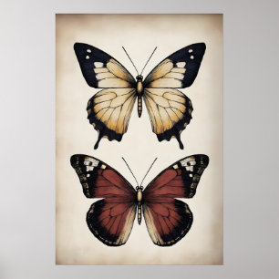 Boho fjärilar tryck, dyster fjäril vägg poster
