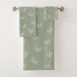 Boho fjärilmönster neutral modern salvia grön