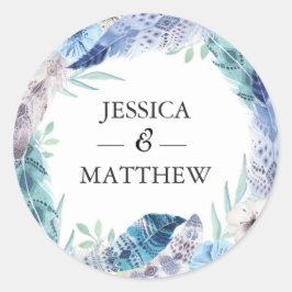 Boho Fjäther bröllop Tack för dina klistermärken