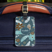 Boho fjäthers doodle blommor teal turkos (brunt)
