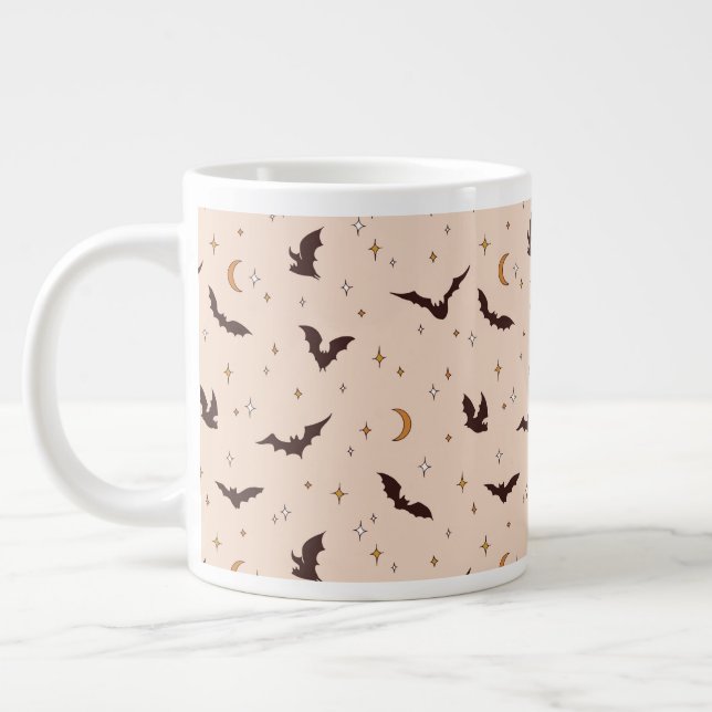 Boho Fladdermus och Stars Halloween Mönster Jumbo Mugg (Vänster)