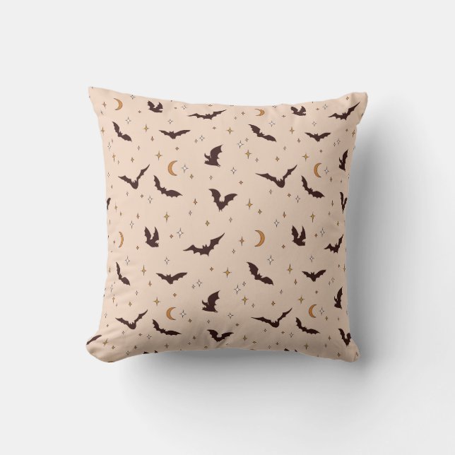 Boho Fladdermus och Stars Halloween Mönster Kudde (Framsida)