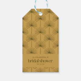 Boho Fläktpalmsblad Botanisk Mustard Bröllopsdusch Presentetikett