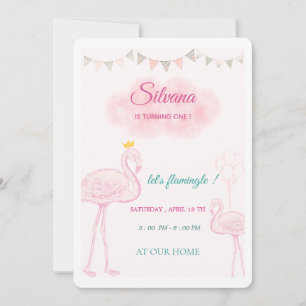 Boho Flamingo Födelsedagsinbjudan, Whimsical Prins Inbjudningar