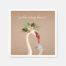 Boho Flamingo Mamma + Chick Baby Shower Napkins