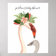 Boho Flamingo Mamma + Chick Baby Shower Poster