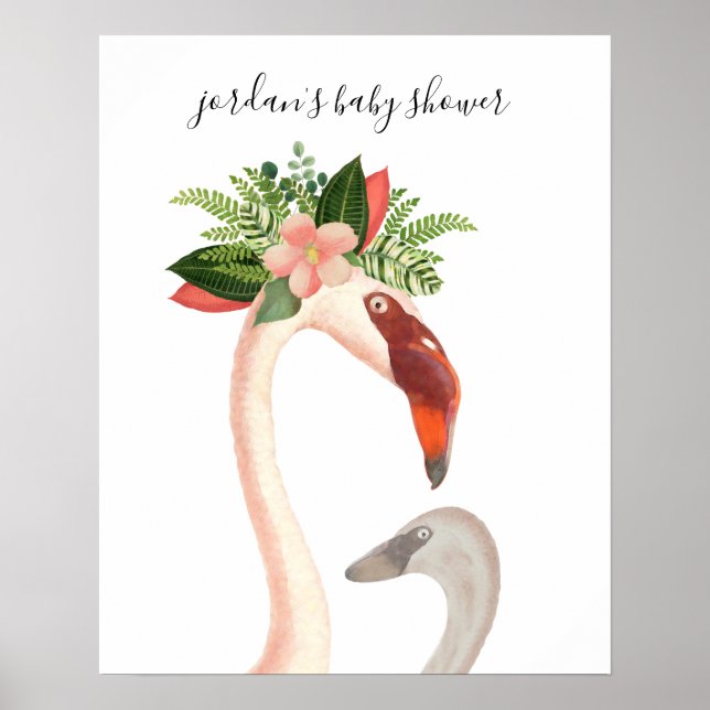 Boho Flamingo Mamma + Chick Baby Shower Poster (Framsidan)