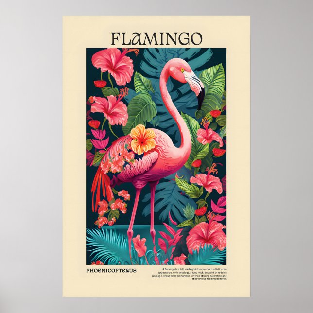Boho Flamingo tryck tropisk fågel väggkonst (Framsidan)