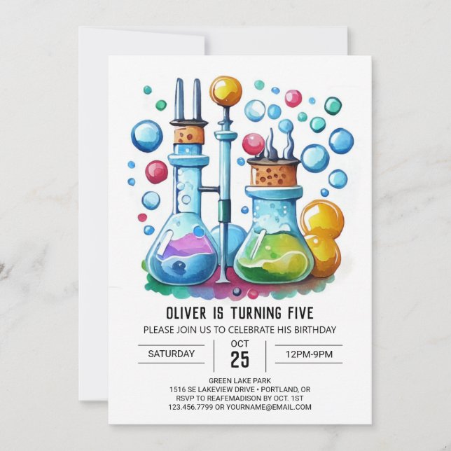 Boho Flask Laborateist Birthday Inbjudningar (Framsida)