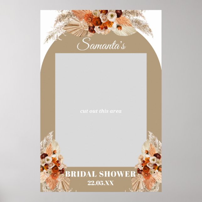 Boho flätad palm pampas gräs orange fotorekwisita poster (Framsidan)