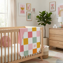 Boho flerfärgad rutig monogram