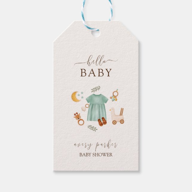 Boho Flicka Clothes Baby Shower Presentetikett (Framsidan)