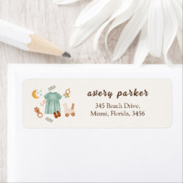 Boho Flicka Clothes Baby Shower Returadress Etikett