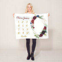 Boho Flicka Milestone Baby Blanket varje månad