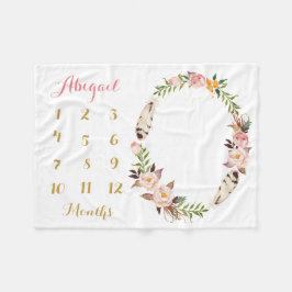 Boho Flicka Milestone Baby Blanket varje månad Fleecefilt