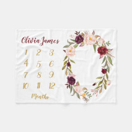 Boho Flicka Milestone Baby Blanket varje månad Fleecefilt