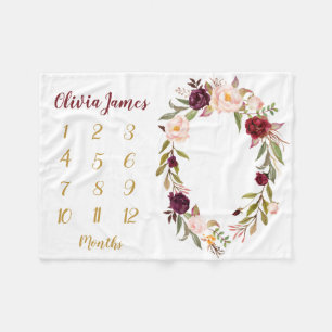 Boho Flicka Milestone Baby Blanket varje månad Fleecefilt