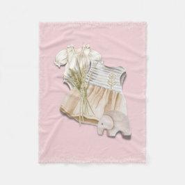 Boho Flicka Outfit med Elephant | Rosa Nursery Fleecefilt