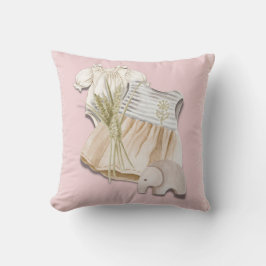 Boho Flicka Outfit med Elephant | Rosa Nursery Kudde