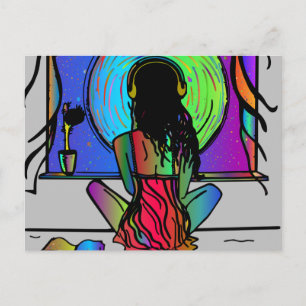 BOHO FLICKA Postkort Vykort