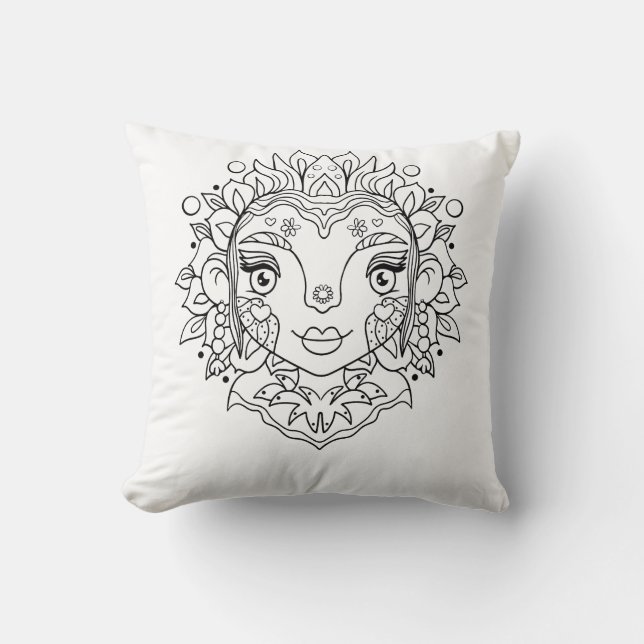 Boho Flickan Mandala Kudde (Framsida)