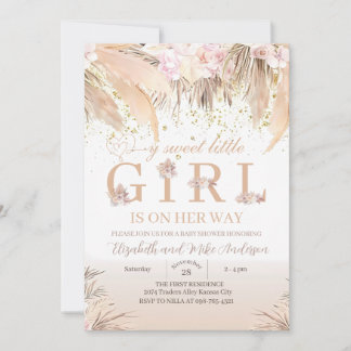 Boho Flickig Bebis Baby Shower Inbjudan