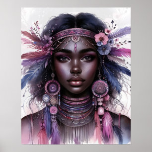 Boho Flickor AI Konst Bohemsk Mode Poster