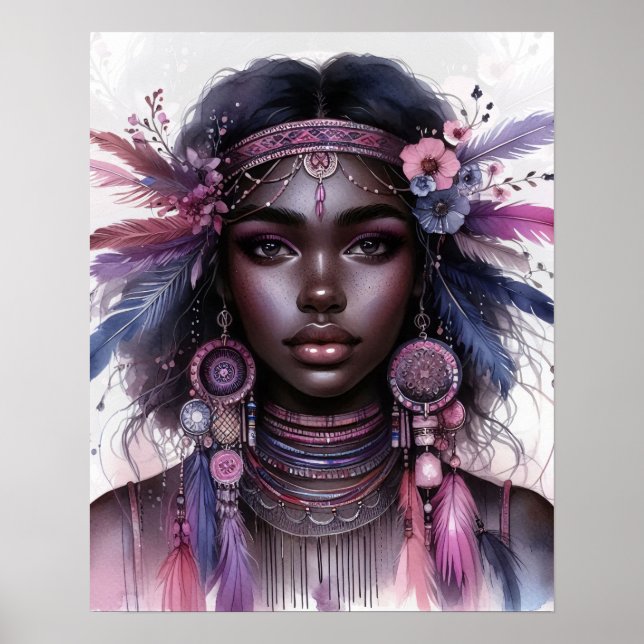 Boho Flickor AI Konst Bohemsk Mode Poster (Framsidan)