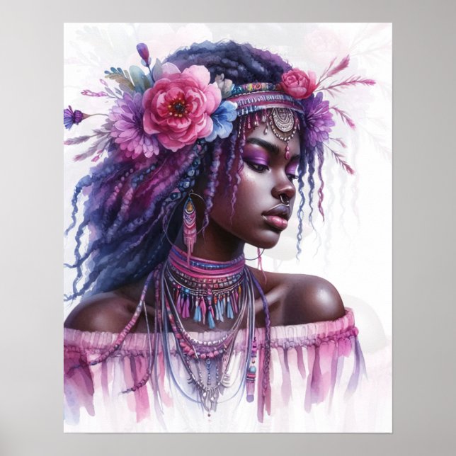 Boho Flickor AI Konst Bohemsk Mode Poster (Framsidan)
