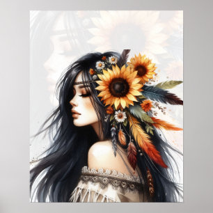 Boho Flickor AI Konst Bohemsk Mode Poster