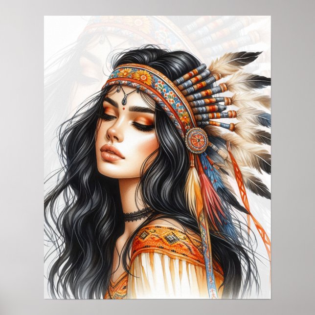 Boho Flickor AI Konst Bohemsk Mode Poster (Framsidan)