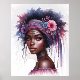 Boho Flickor AI Konst Bohemsk Mode Poster