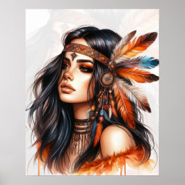 Boho Flickor AI Konst Bohemsk Mode Poster