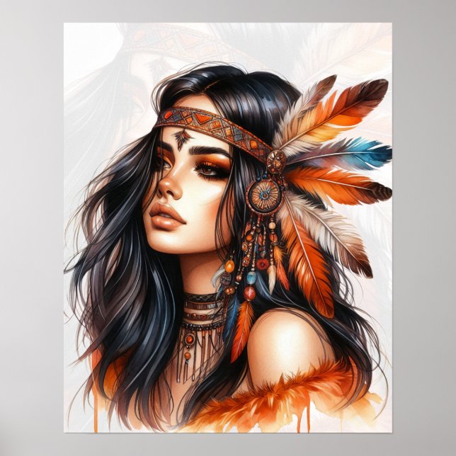Boho Flickor AI Konst Bohemsk Mode Poster (Framsidan)