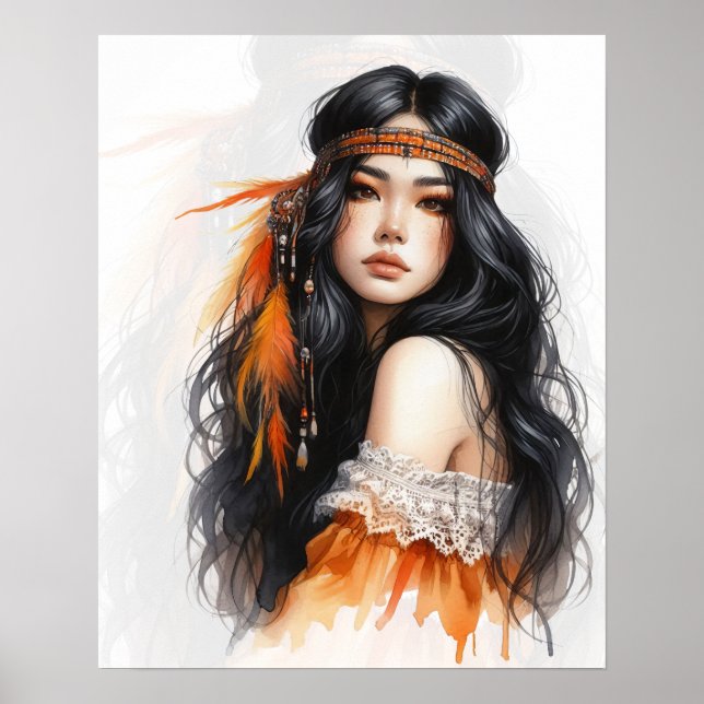 Boho Flickor AI Konst Bohemsk Mode Poster (Framsidan)
