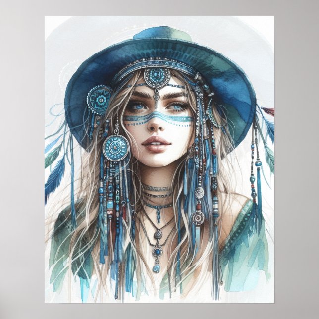 Boho Flickor AI Konst Bohemsk Mode Poster (Framsidan)