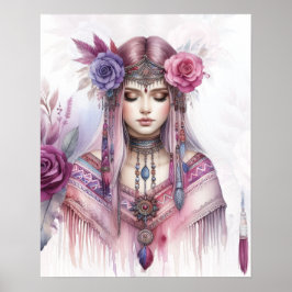 Boho Flickor AI Konst Bohemsk Mode Poster