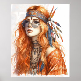 Boho Flickor AI Konst Bohemsk Mode Poster