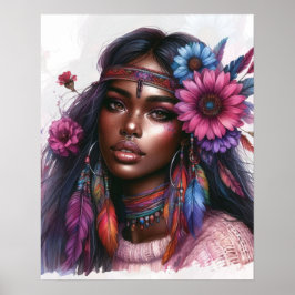 Boho Flickor AI Konst Bohemsk Mode Poster