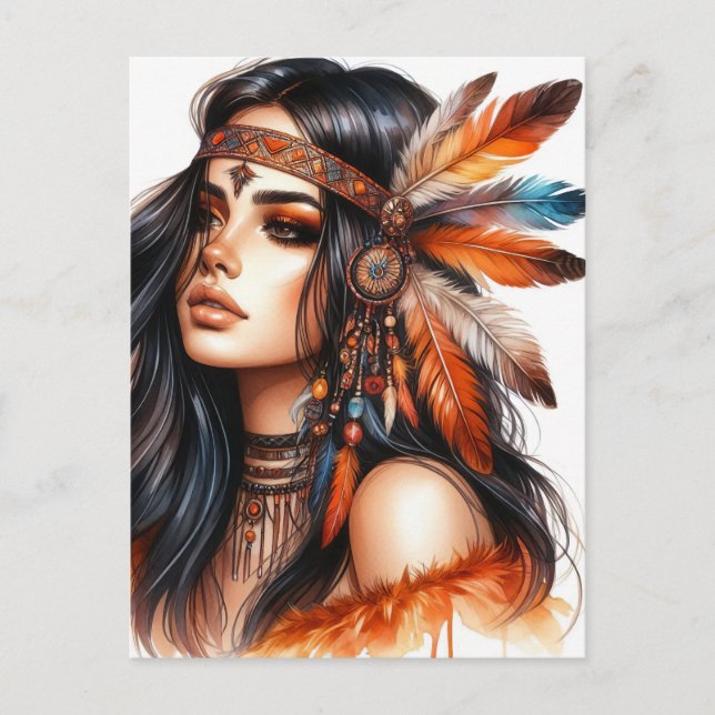 Boho Flickor AI Konst Bohemsk Mode Vykort (Framsida)