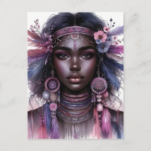 Boho Flickor AI Konst Bohemsk Mode Vykort