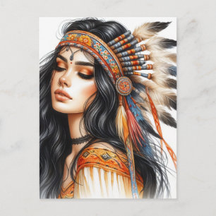 Boho Flickor AI Konst Bohemsk Mode Vykort