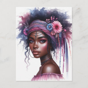 Boho Flickor AI Konst Bohemsk Mode Vykort