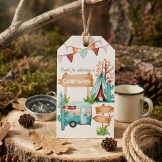 Boho-flickor camping övernattning födelsedagsfest presentetikett