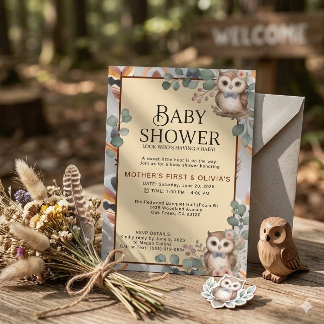 Boho Flickor Uggle Baby Shower Inbjudan (Skapare uppladdad)