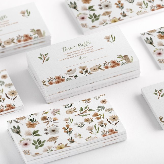Boho Flora Baby Shower Diaper Raffle Affärskort Visitkort (Skapare uppladdad)