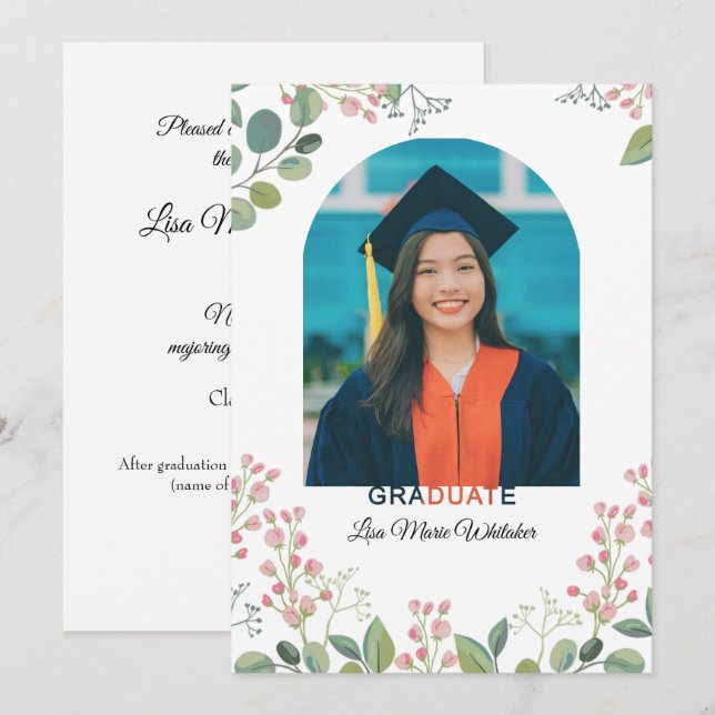 Boho Floral2 College Graduation Meddelande (Fram/baksida)