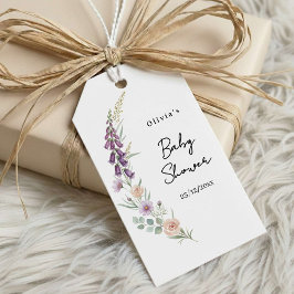 Boho Floral Baby Shower Gift Tag Wildflower love Presentetikett