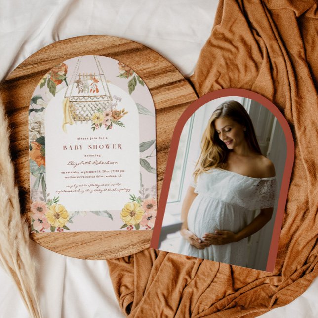 Boho Floral Bassinett | Barnkalas Inbjudningar (Skapare uppladdad)