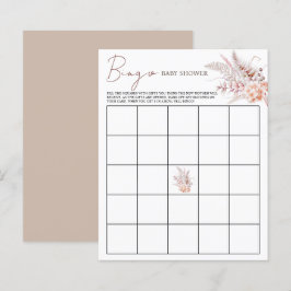 Boho Floral Beige Baby Shower Bingo-spel
